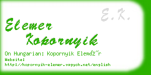 elemer kopornyik business card